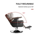 thumbnail image 2 of Barber Chair Hydraulic Reclining Salon Chair Styling Chair Hair Chair 360 Degrees Rolling Swivel Barber Chairs for Barbershop Hair Salon Spa Equipment Brown, 2 of 9
