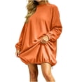 thumbnail image 2 of Smsaxvxz Crew Neck Sweatshirts for Women 2026 Fall Winter Fashion Long Sleeve Pullover Tops Casual Oversized Dress Sweatshirts Orange XL, 2 of 9