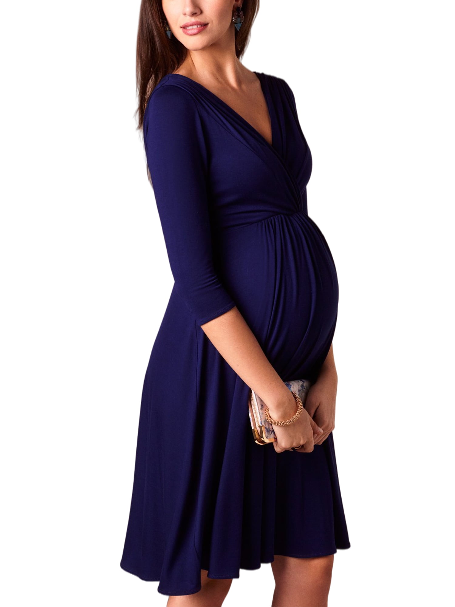 Women Button Maternity Dresses Short Sleeve Swing Mini Dresses for Daily Wearing and Baby Shower