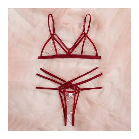 

Women Erotic Clothing Lace Lingerie Sets Heart Shape Solid Underwear Panties