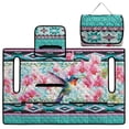 thumbnail image 4 of COEQINE Golf Cart Seat Cover Blanket Towel Accessories, Foldable Design with Carry Handle, Universal Fit for EZGO/Yamaha/Club Car with 4 Pockets, Turquoise American Tribal Hummingbird Floral, 4 of 8