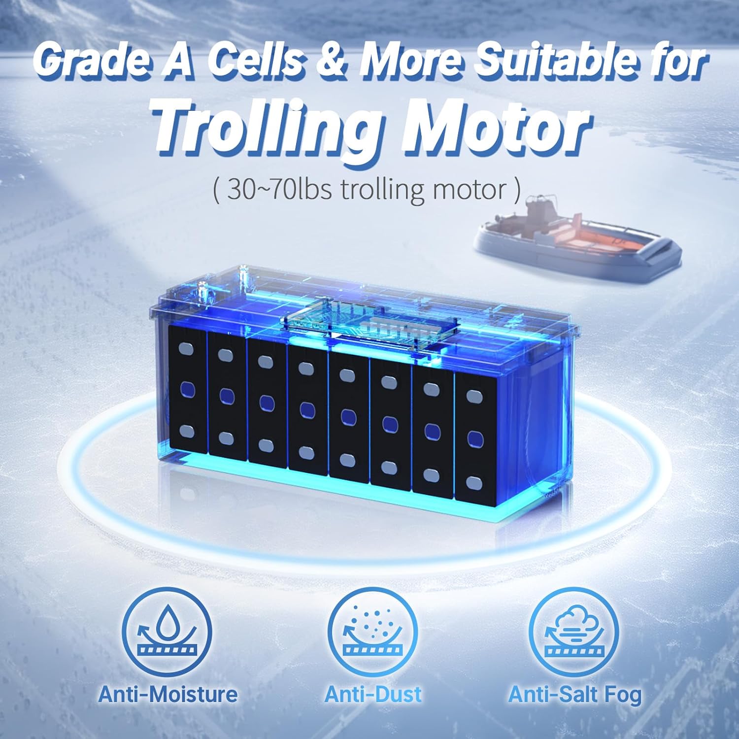Redodo 12.8V 200Ah Trolling Motor LiFePO4 Battery with 100A BMS Deep Cycle Rechargeable Lithium Battery 1280W 4000+ Cycles for RV, Solar and Off Grid Applications