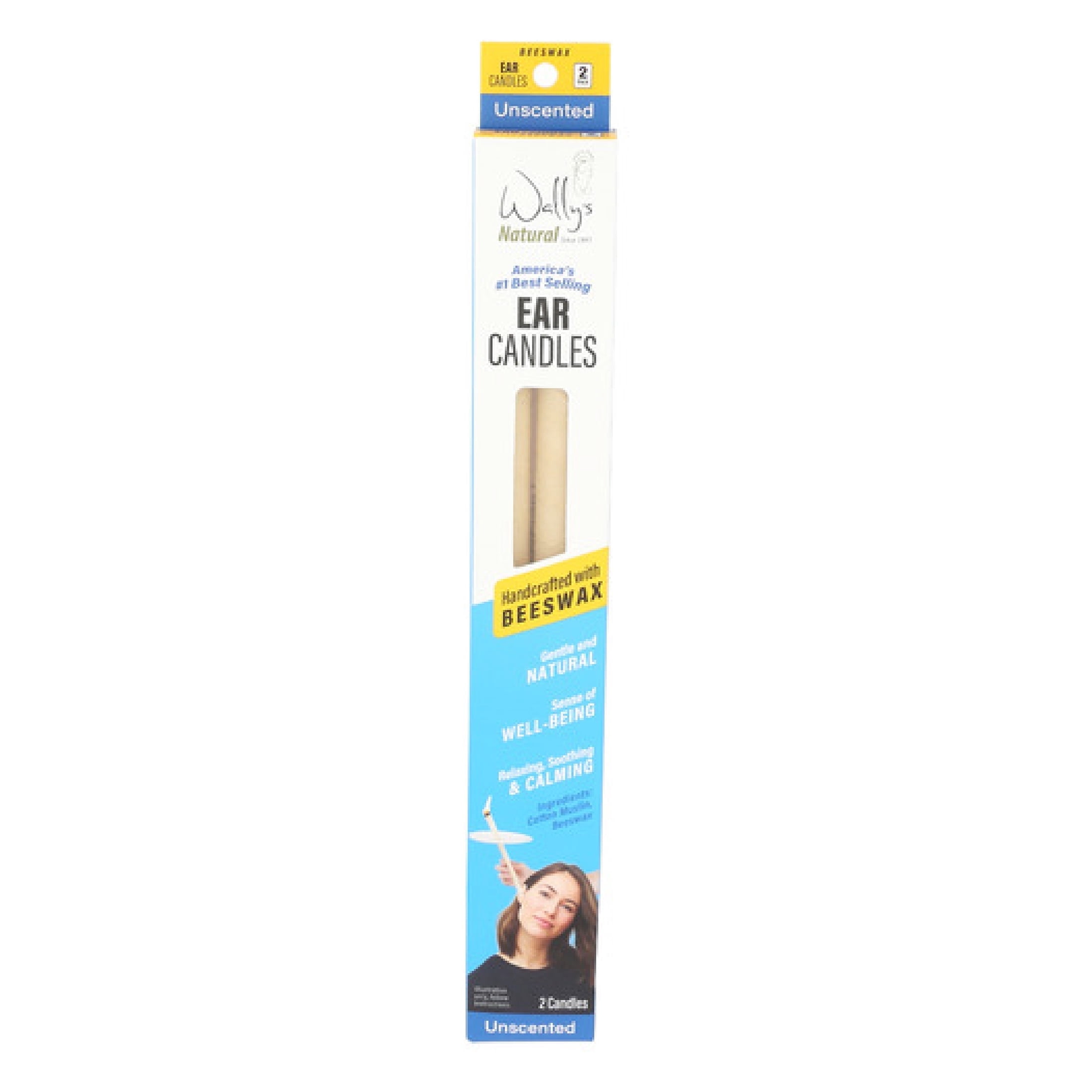 (4 pack) Wally's Natural Unscented Beeswax Ear Candles, 2 pack