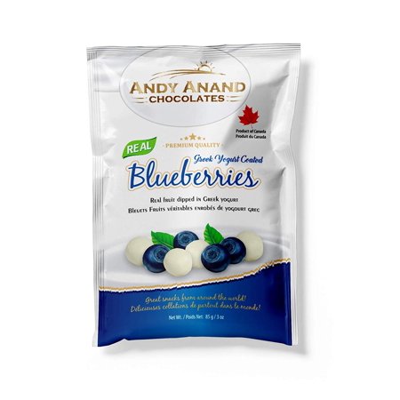 Andy Anand Chocolates Premium California Greek Yogurt Coated Blueberries, All Natural, Made from Natural