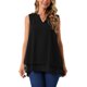 thumbnail image 1 of BLUSA DE CHIFFON SIN MANGAS DE CUELLO EN V PARA MUJERES INSPIRAR CHIC, TOPS DE DOBLE CAPA, CAMISAS CASUAL XL NEGRO, 1 of 6