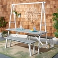 thumbnail image 2 of SAFAVIEH Willamy Outdoor Patio 3 Piece Dining Set, Ash Grey/White, 2 of 9