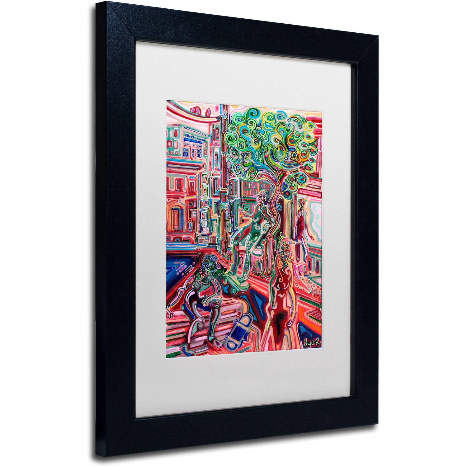 Trademark Fine Art "Sunday Skate" Canvas Art by Josh Byer, White Matte, Black Frame