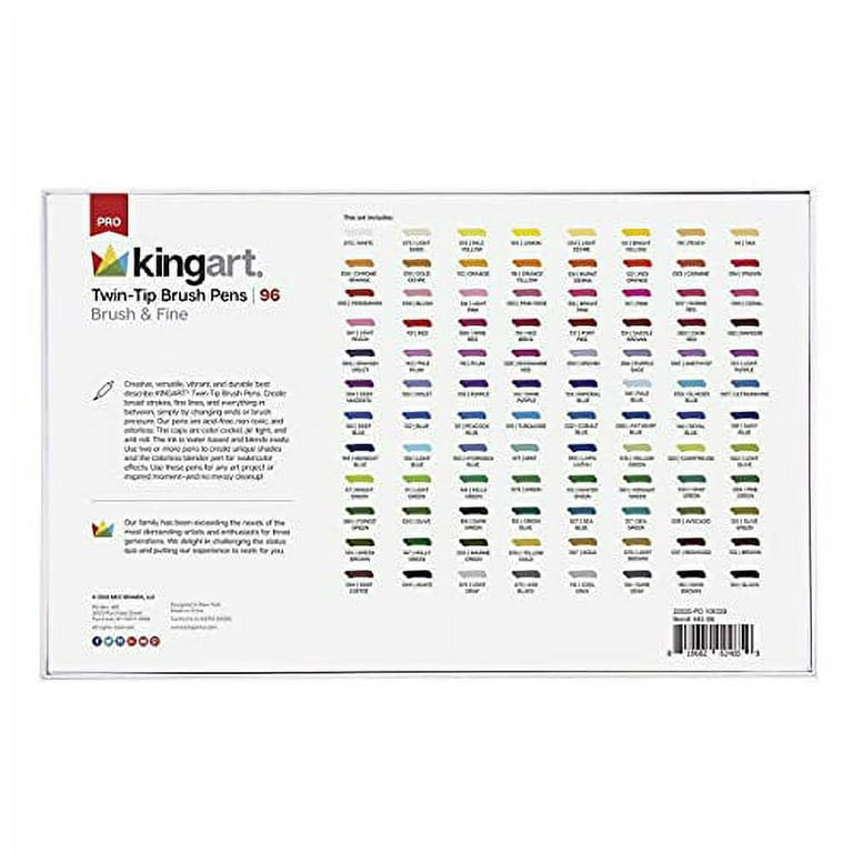 KINGART® PRO Twin-Tip™ 445 Series SINGLE Color Brush Pen Artist Markers (96  colors available), KINGART