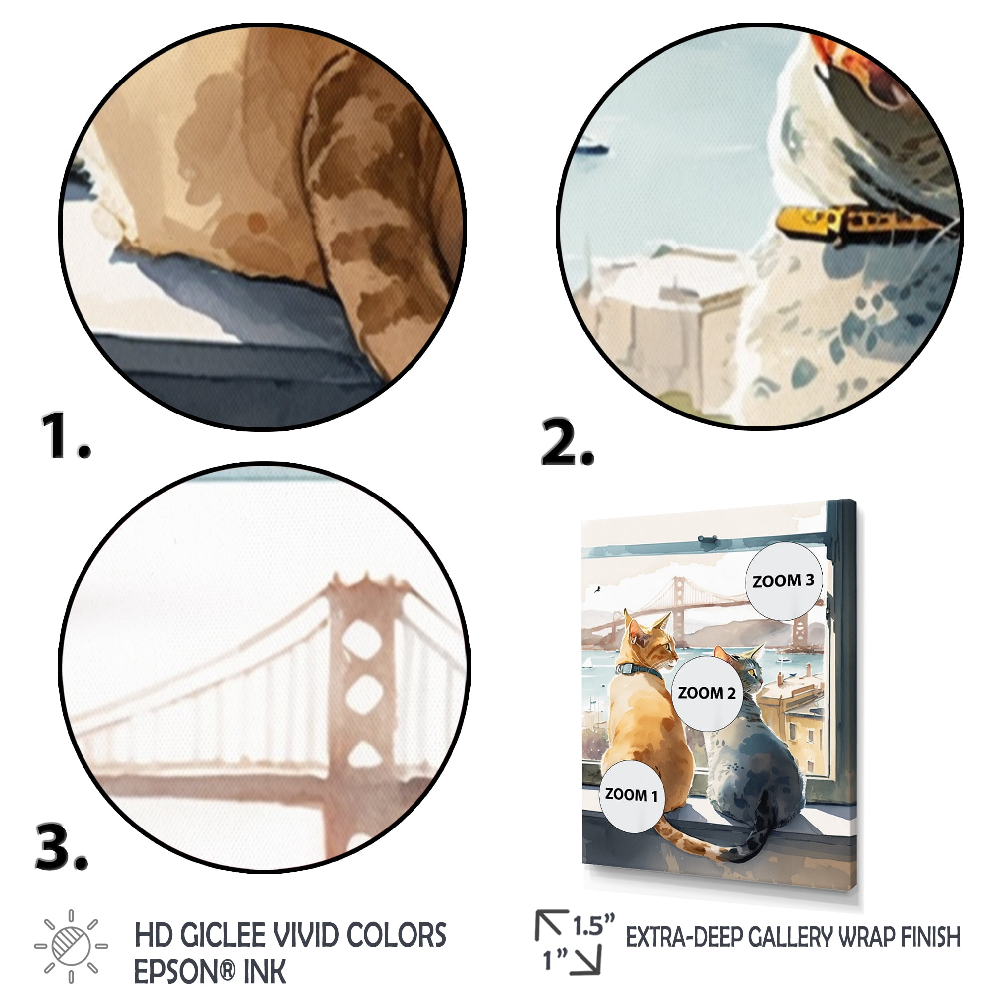 Designart Two Cats Sitting By The Coast I Canvas Wall Art