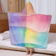 thumbnail image 5 of Colorful Watercolor Stripe Pattern Hooded Bath Towel，60"x35" for Ages 3 To 12 Kids, Quick Dry Lightweight Soft Microfiber Hood Beach Towel Cover Up for Kids, 5 of 7