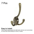 thumbnail image 3 of Wall Hooks, 7 Pack - Zinc Alloy Three Prong Retro Coat Hook for Hanging Towel Clothes Backpack Scarf Hat (Bronze), 3 of 6