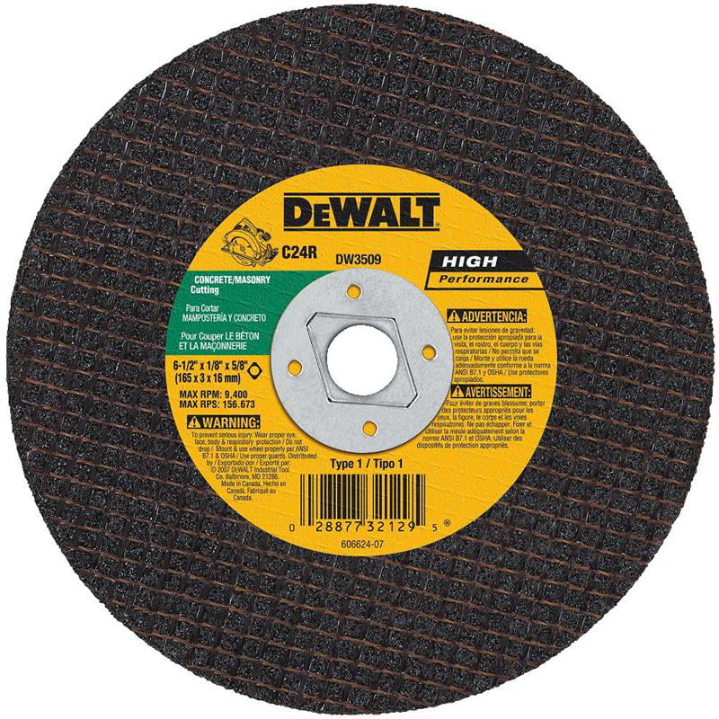 5 Pack DeWalt DW3509 6 1/2" X 1/8" Concrete Masonry Abrasive Cutting Wheel 