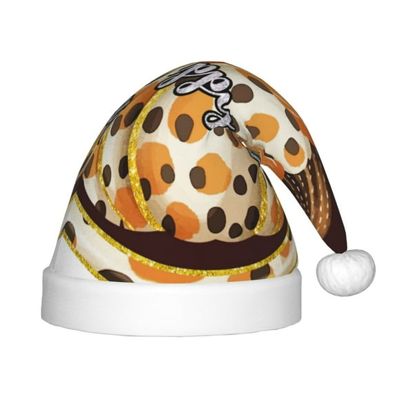 Fuzoiu Fall Farmhouse Pumpkins Print Santa Hat Christmas Hat for kids,Santa Hats with Pompom, Unisex Xmas Holiday Hat for Christmas New Year Festive Party Supplies
