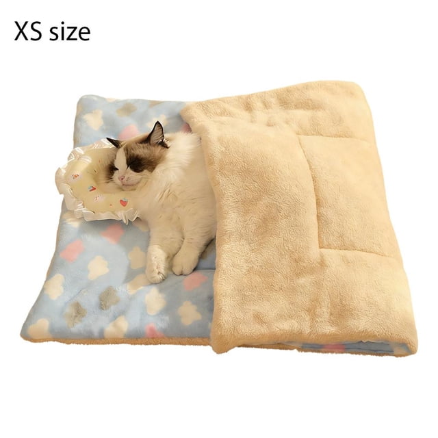 Tapis Chauffant pour Animaux, Couverture de Sommeil pour Chat, Lit pour Animaux en Peluche Douce, Tapis Réversible pour Chien Intérieur Extérieur, Lavable en Machine