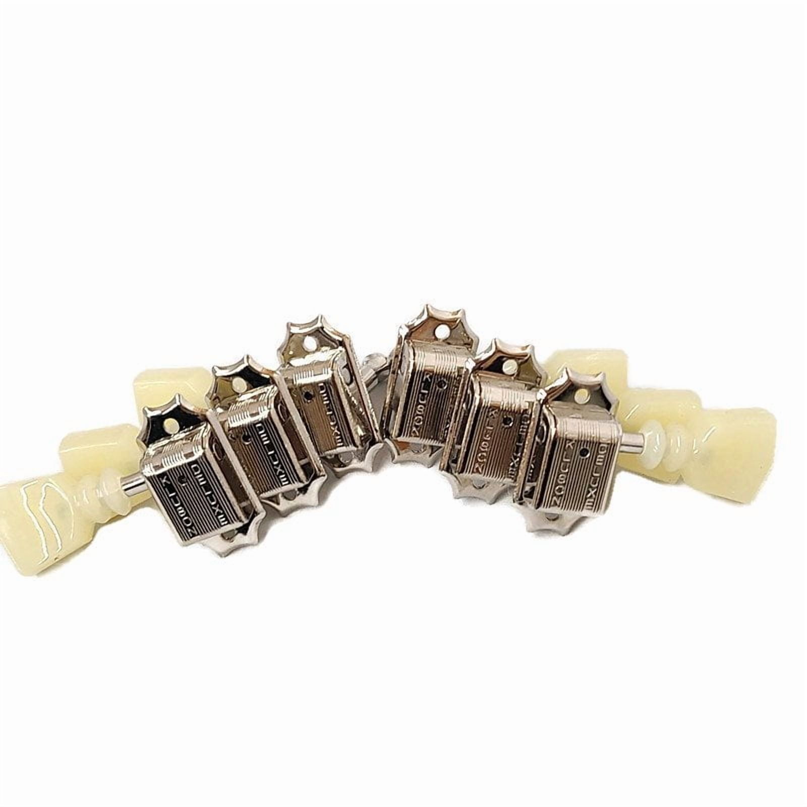 Kluson Guitar Tuning Pegs Machines 3+3 Nickel Pearl Green Double Line Les Paul
