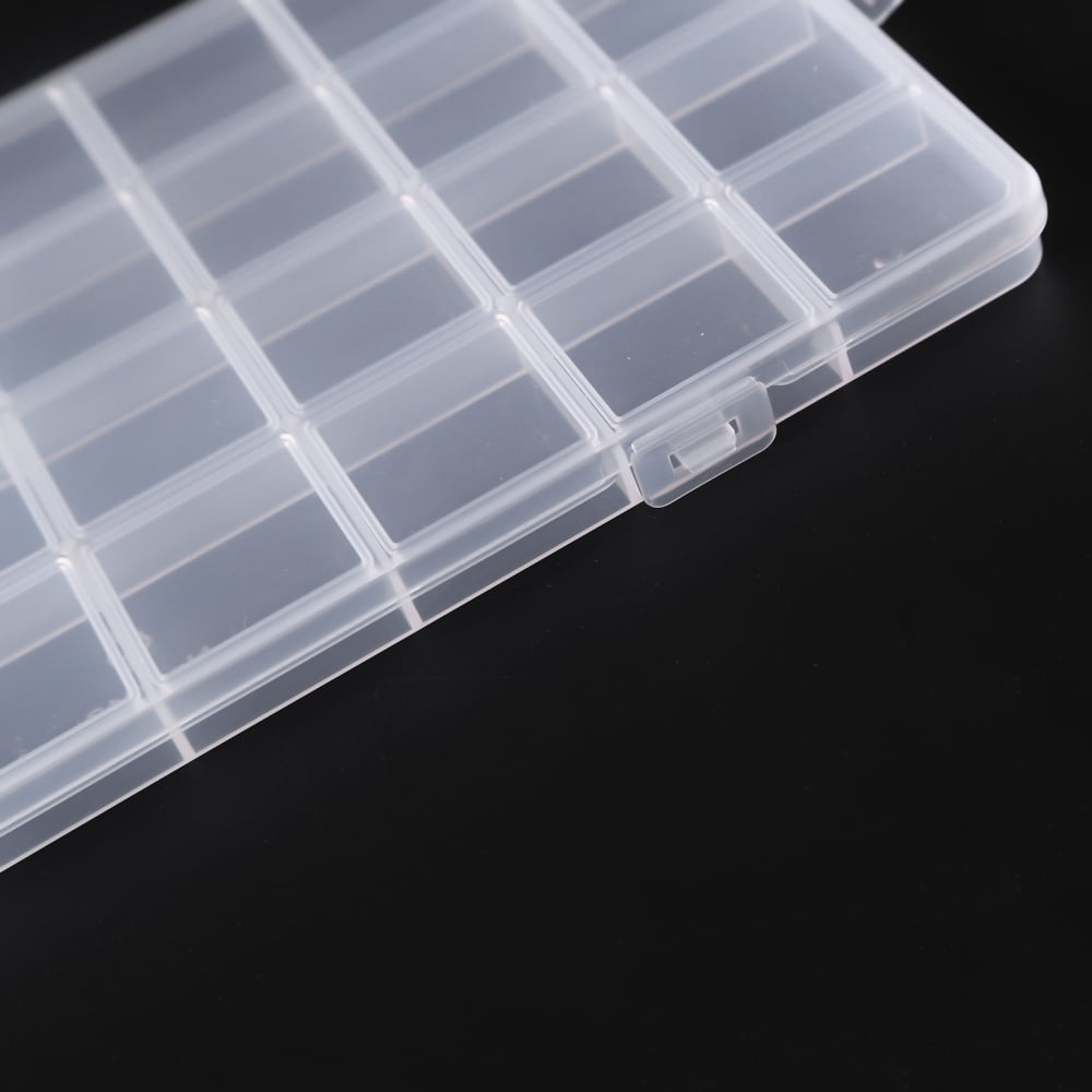 Plastic Bead Storage Containers 32 Compartments Organizer Boxes Rectangle Clear 26x13.3x1.4cm Hole: 16.5x6.5mm Compartment: 3.1x3.1cm