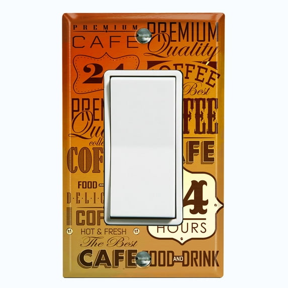 Metal Light Switch Wall Plate Outlet Cover (Coffee Cafe Diner Sign Sunset Brown - Single Rocker)