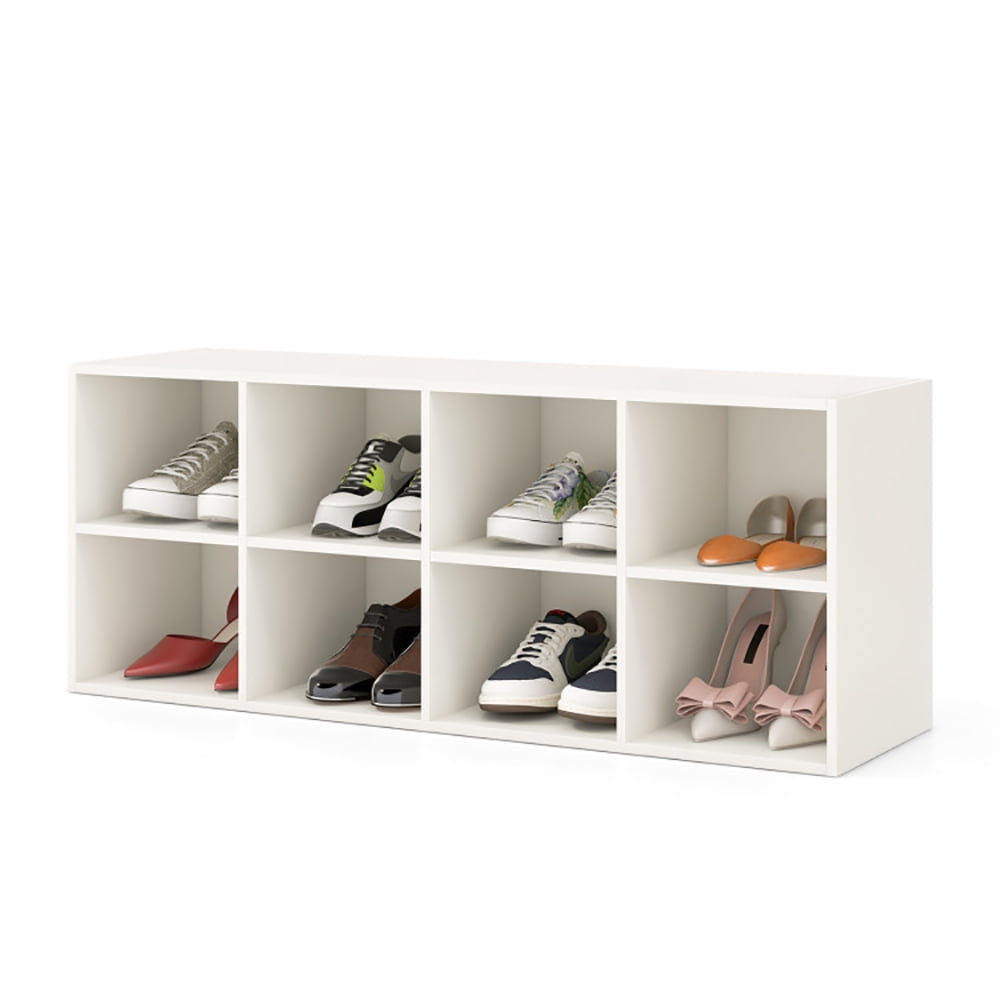 Resenkos 8 Cubbies Shoe Organizer with 500 LBS Weight Capacity-White, Space-Saving Shoe Rack Organizer for Closet Entryway