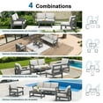 thumbnail image 3 of SERWALL Outdoor Patio Furniture Set, 6-Piece HDPE Outdoor Sofa Set Patio Conversation Set, Grey Frame with Beige Cushions, 3 of 7