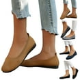 thumbnail image 2 of B91xZ Womens Slip-on Loafers Shoes Dressy Comfortable Flats Shoes Flats Work Ballet Flats Round Toe Dress Shoes,Dark Blue 7.5, 2 of 5