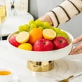 thumbnail image 4 of CCATSIX Ceramic Fruit Bowl,11-Inch Large Decorative Bowls,White Pedestal Tray and Gold Base, Fruit Bowl for Kitchen Counter, Bread and Fruit Trays,Salad or Dessert Display Trays for Parties. (XL), 4 of 8