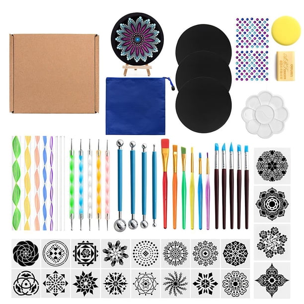 De Herramientas De Punteo De Mandala, Kit De Pintura De Arte De Graffiti, Juego De Herramientas De Plantillas De Pintura De Punto De Roca, Bandeja Para Dibujo De Mandala, Pintor Casero 60 Piezas Speravity HA015633-00