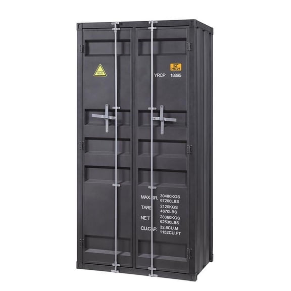 Bowery Hill Metal Gunmetal Wardrobe Rectangular Durable 34" x 22" x 67"
