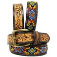 thumbnail image 2 of 39-40  Unisex 1.5" Western Floral Tooled Beaded Full-Grain Leather Belt 26RT23, 2 of 2
