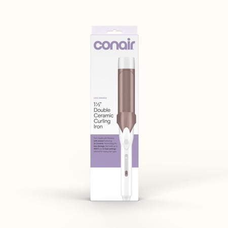 Conair Double Ceramic 1-1/4 Curling Iron, 5 LED Heat Settings, 1 Count
