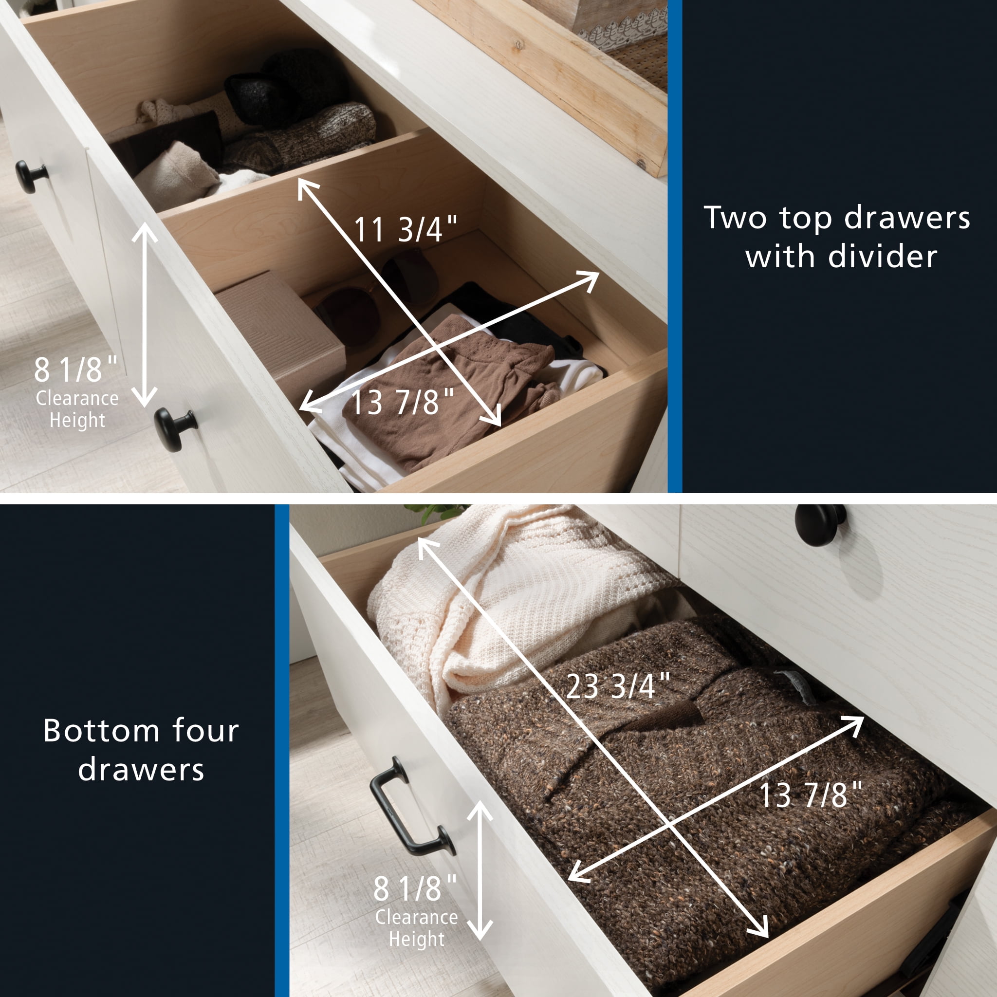 Mainstays Harrington 6 Drawer Dresser, White Wood Finish