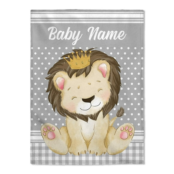 FLOCHIL Personalized Baby Blankets, Custom Baby Blanket - Baby Blanket with Name for Boys, Best Gift for Baby, Newborn Elephants Flush Fleece (30x40) (Lion)