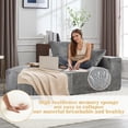 thumbnail image 5 of Sectional Double Lounge Chaise with Chenille Sofa Bed, Fluffy Modern Sleeper Loveseat Chair for Indoor Living Room Bedroom Reading, No Assembly Required (Gray), 5 of 9