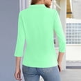 thumbnail image 4 of KDDYLITQ Womens Polo Shirts 3-Button Collared Tops 3/4 Sleeve Golf Spring Shirts Office Casual Gym T Shirt Mint Green XL, 4 of 5