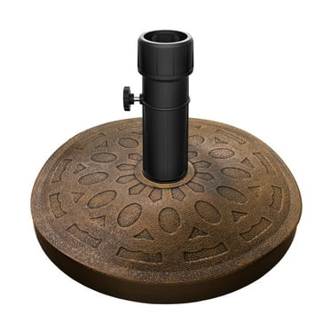 Pure Garden 34lb Umbrella Base – Resin & Cement Stand for 11 ft Patio Umbrellas, 1.5–1.8” Poles, Bronze
