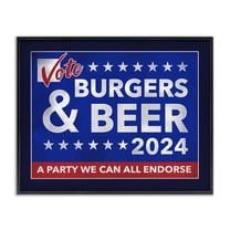 Stupell Industries Burgers & Beer Vote Food & Beverage Painting Black Framed Art Print Wall Art, 14 x 11