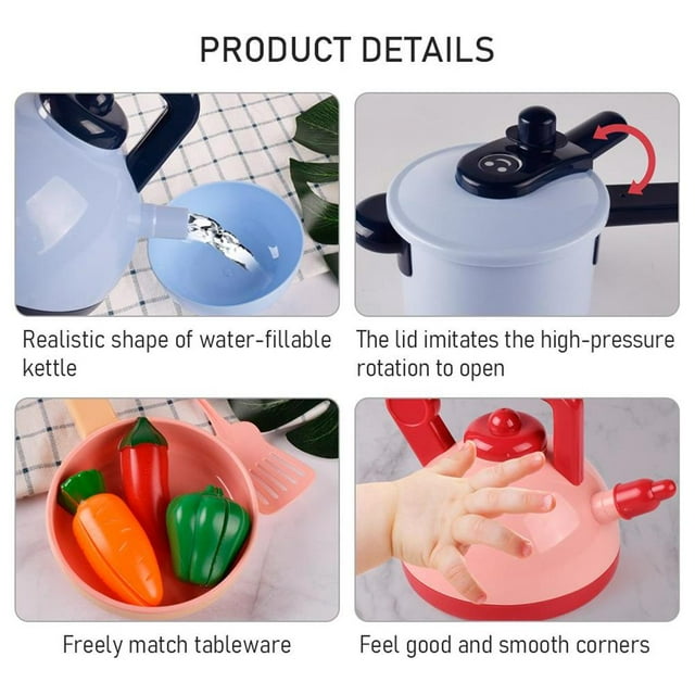 Kitchen Pretend Toys Set for Kids Pots Kindergarten Exquisite Lifelike and Pans Educational Kitchen Toy Kitchen Accessories Pink