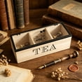 thumbnail image 4 of Wooden Tea Storage Box with Lid | Divided Compartment Organizer for Tea Bags, Snacks, Spices | Desktop Kitchen Counter Decor | Home Office Tidy-Up, 4 of 7