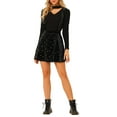 thumbnail image 2 of Unique Bargains Women's Star Printed Velvet High Waist Mini Suspender Skirt, 2 of 7