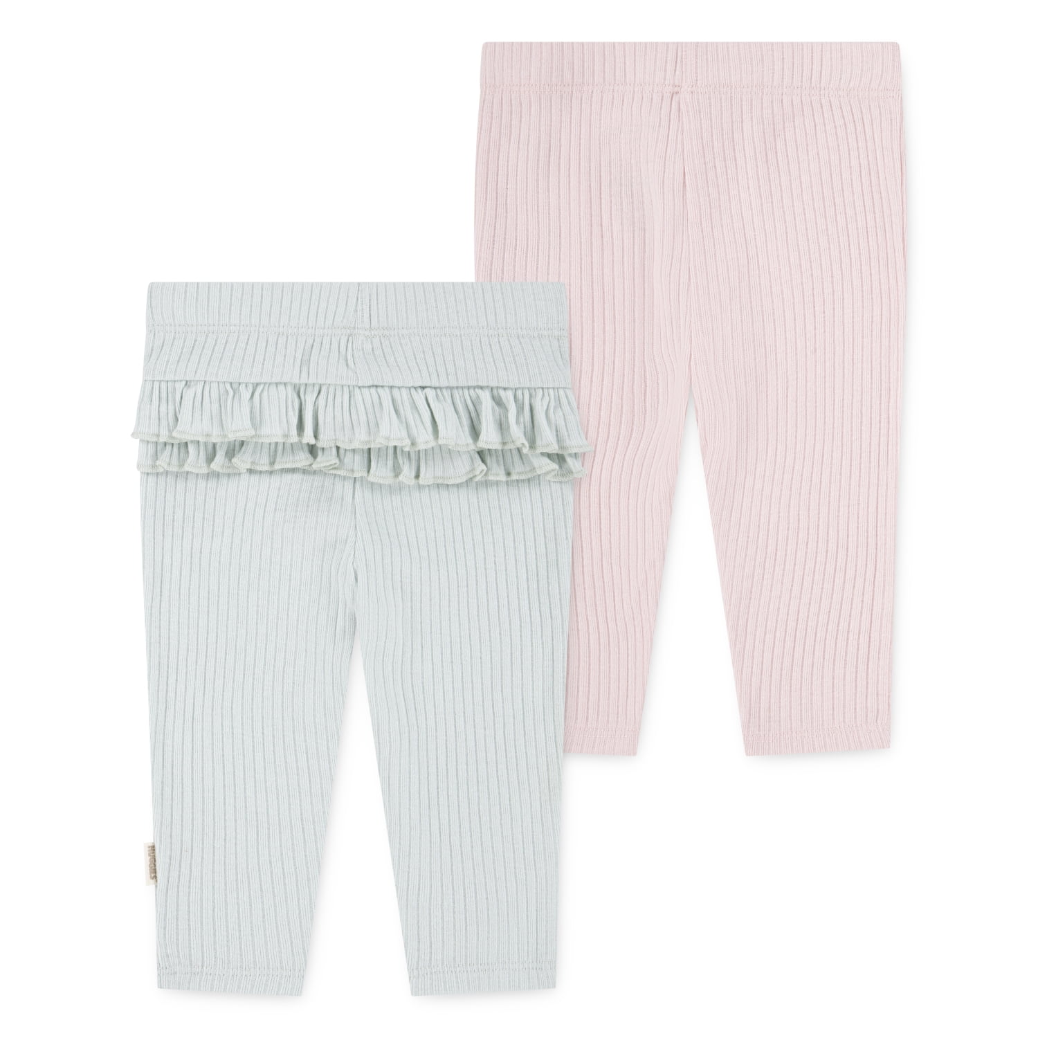 Huggies Baby Girls Organic Cotton Jogger Pants, 2-Pack, Sizes NB-9M