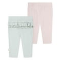 thumbnail image 2 of Huggies Baby Girls Organic Cotton Jogger Pants, 2-Pack, Sizes NB-9M, 2 of 5