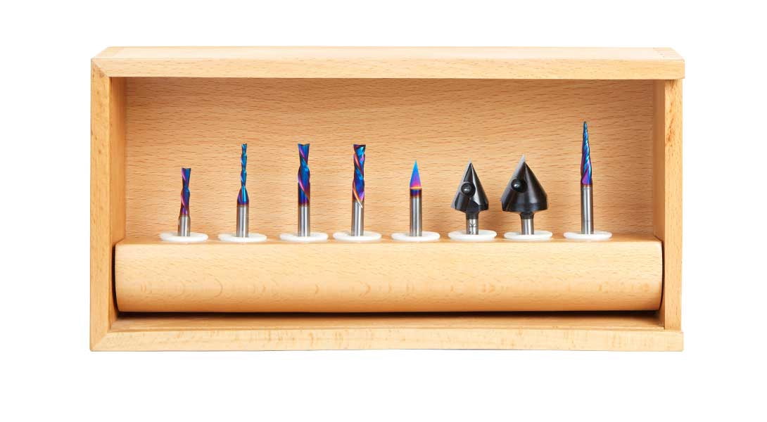 Amana Tool AMS-230 Joos CNC 8-Pc Advance Router Bit Set 1/4 Inch Shank