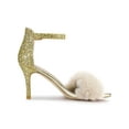 thumbnail image 3 of BLISSFUL STEP Women's Faux Fur Glitter Stiletto Heel Sandals Gold 10, 3 of 8