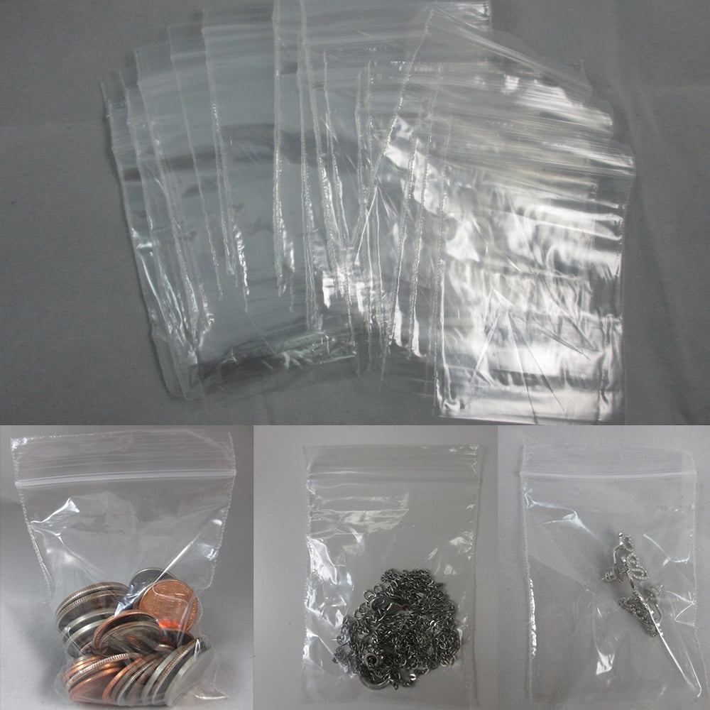 500 Pack Clear Plastic Reclosable Single Zipper Poly Bag 2.5 x 3-4 mil 
