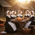 thumbnail image 5 of PMU Thanksgiving Pilgrim Bonnet Hat, White Costume for Women Pack of 6, 5 of 7
