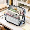 thumbnail image 6 of Standing Pencil Case with Base Large Capacity Stationery Pouch Pen Bag with Zipper for Women Men Intricate Blue and White Tie-dye, 6 of 7