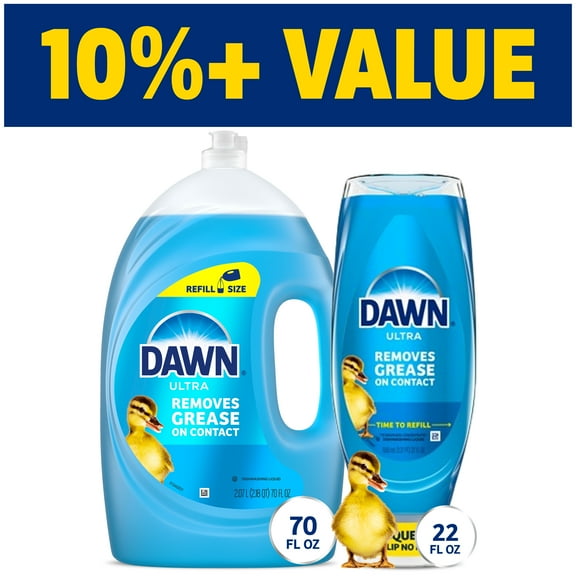 Dawn Ultra Dish Soap Liquid, Dishwashing Liquid, Original, 70oz plus Dawn Ultra EZ-Squeeze Dish Soap Liquid, Original, 22oz