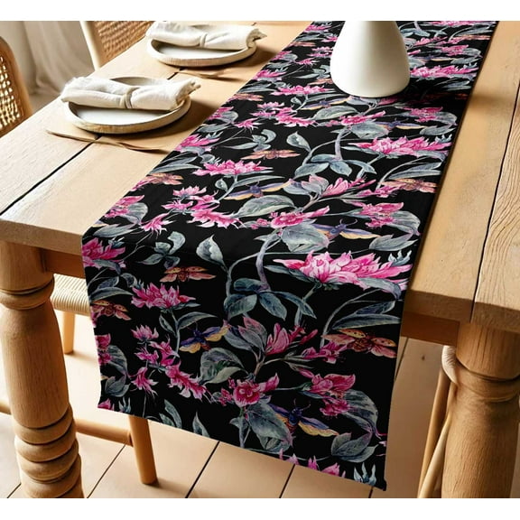 Vargottam Cotton Twill Table Runner 14 Wide, Leaves Design, Dining Table Runner for Farmhouse & Modern Decor Machine Washable Multiple Sizes (60" to 120")