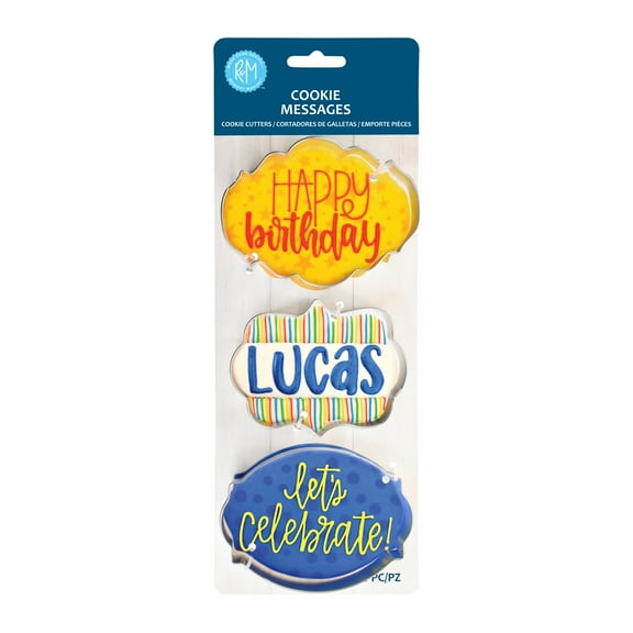 R&M International Cookie Messages 3 Piece Cookie Cutter Set