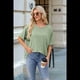 thumbnail image 1 of Camiseta Holgada Informal de Corta con Cuello Redondo y Color Liso para Mujer, Talla Grande, Color Verde Frijol M, 1 of 10