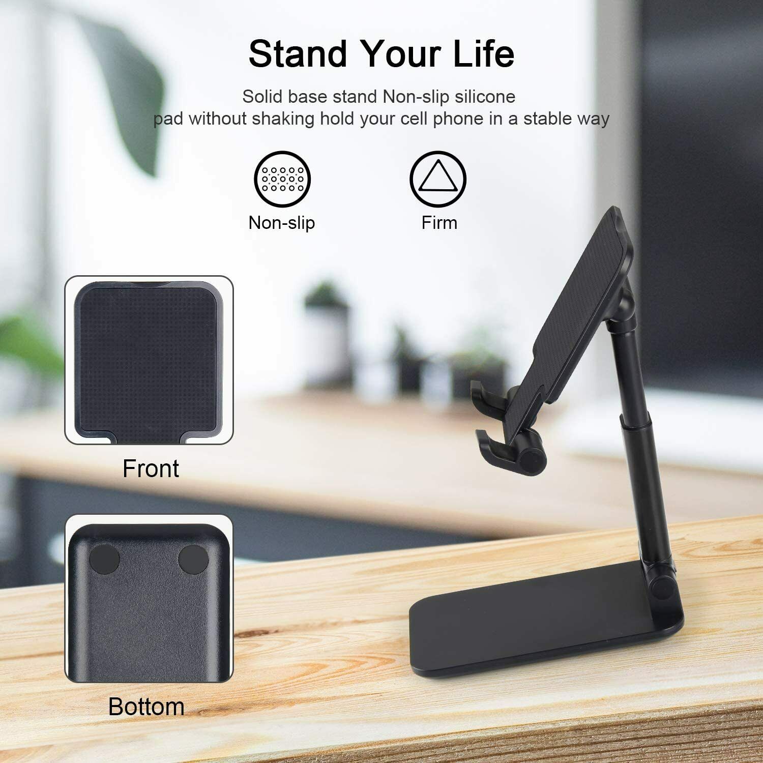 Cell Phone Stand, Angle Height Adjustable Cell Phone Holder , Fully Foldable Cell Phone Stand for Desk, Compatible with All Mobile Phones, iPhone, Switch, iPad, Tablet(4-13") - image 2 of 7